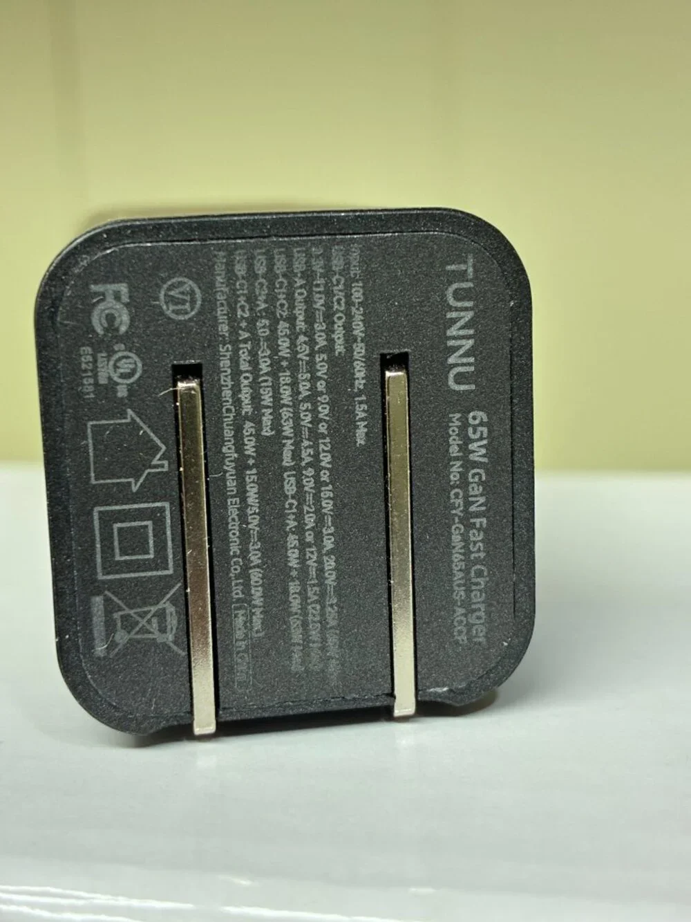 TUNNU Wall Charger GaN PD Fast Charging Block Type C 65w USB
